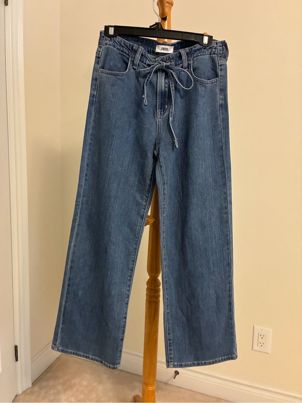 Just Black Classic Medium Blue Wide-Leg Drawstring Jeans